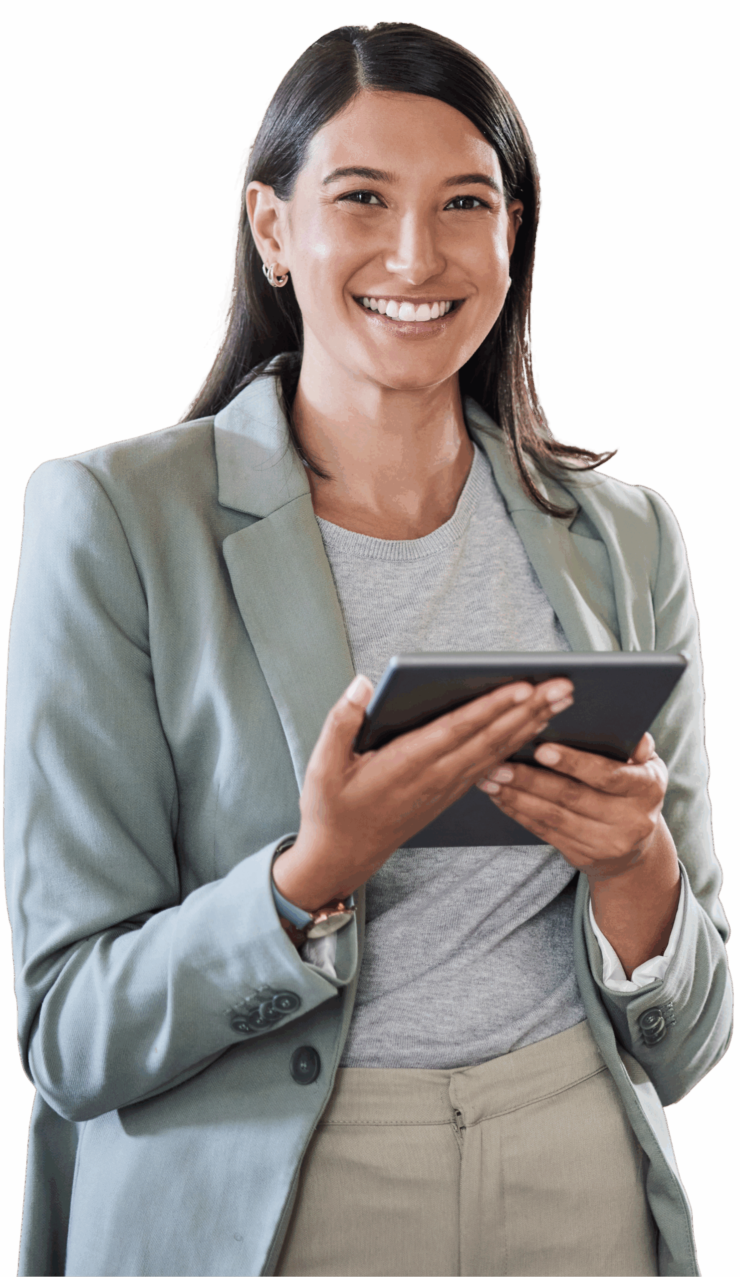 octonomy bietet komplexe AI Lösungen octonomy Frau hält Tablet